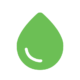 Green water drop icon with rounded edges and a curved line detail, representing plumbing and water services.