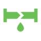 Green icon showing two pipes with arrows pointing inward toward a water droplet, representing a pipe leak or water damage issue.